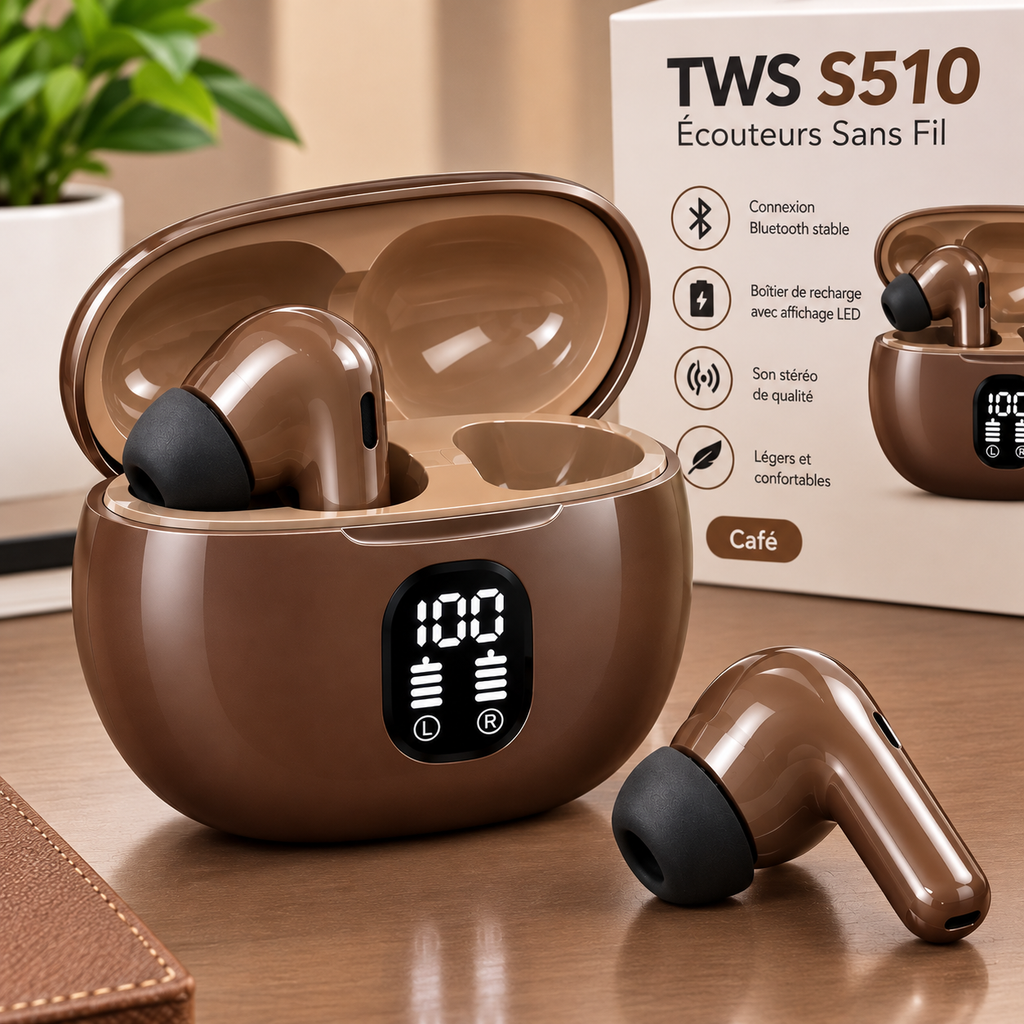 Écouteurs Sans Fil TWS S510 avec Boîtier de Recharge