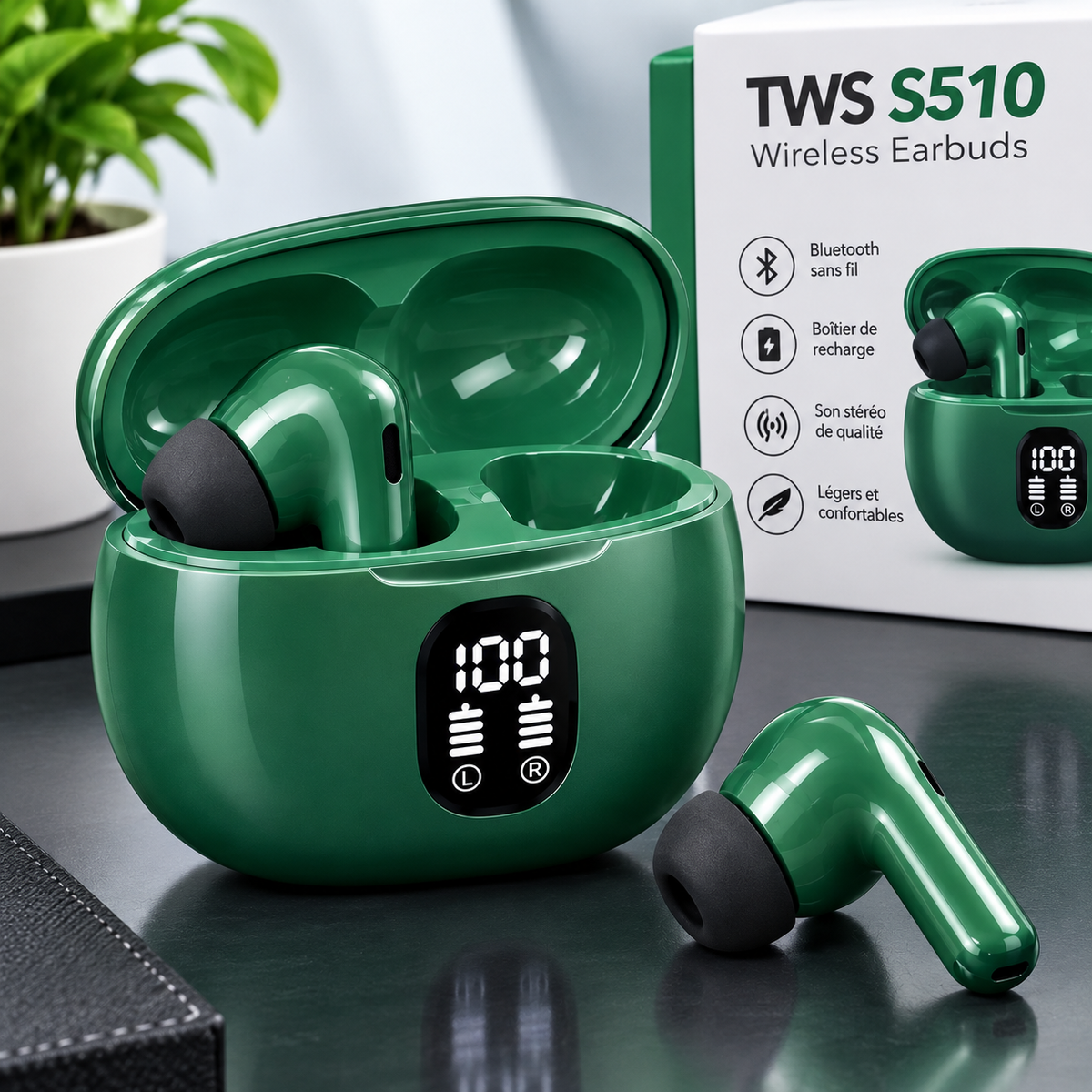 Écouteurs Sans Fil TWS S510 avec Boîtier de Recharge