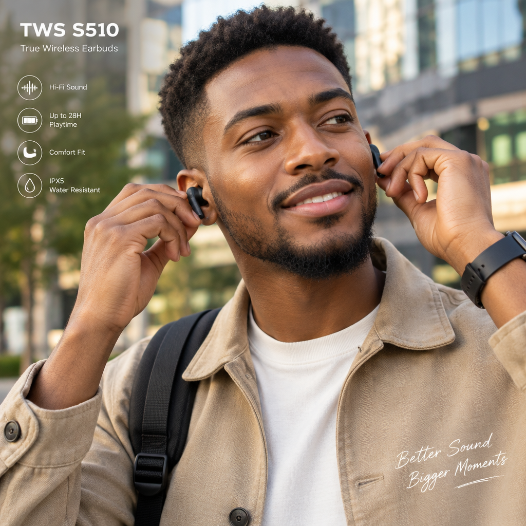 Homme portant les TWS S510